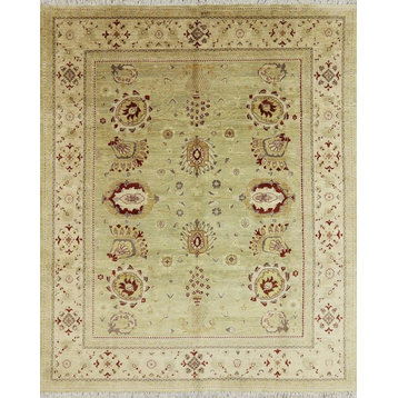 Traditional Hand Knotted 8'x10' Peshawar Rug, W1967
