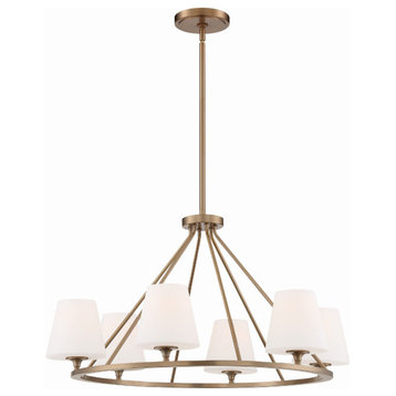 Crystorama KEE-A3006-VG 6 Light Chandelier in Vibrant Gold with Glass