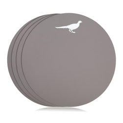 Leather Pheasant Placemats (Taupe/Silver/Set of Four) - Bordstabletter