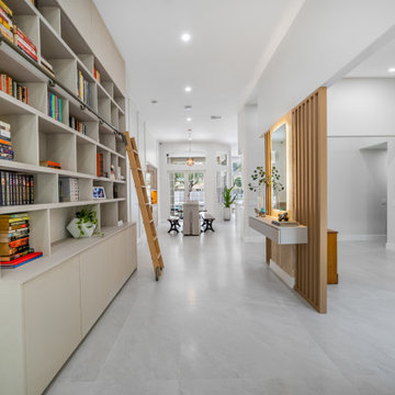 Open Layout with Bookshelf and Workstation Zones