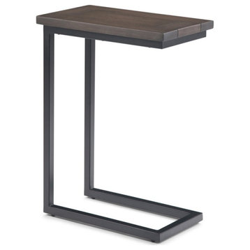 Simpli Home Skyler Contemporary End Table in Walnut and Black