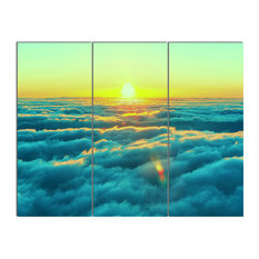 "Beautiful Sunset Over Blue Clouds" Metal Art, 3 Panels, 36"x28"