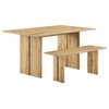 Amistad 60" Wood Dining Table and Bench 2 Piece Set - Oak