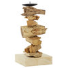 Large Recycled Natural Tree Root Wooden Pillar Candle Holder With Spike