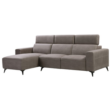 Modern Bari Sectional Sofa With Push Back Functional, Left Facing Gray Color