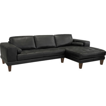 Armen Living Wynne Modern Leather Right Facing Sectional in Black and Brown
