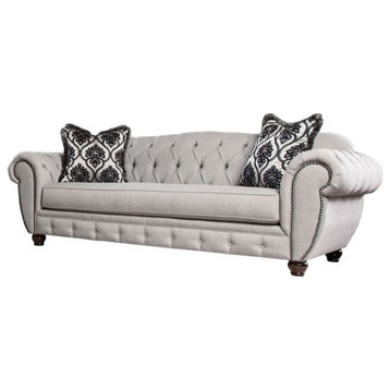 Furniture of America Isabella Transitional Fabric Tufted Sofa in Gray