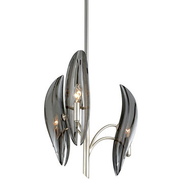 Sofia 3-Light Chandelier, Silver Leaf Finish, Smoke Glass Shade