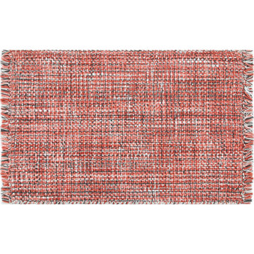 Morris Hand-Woven Indoor/Outdoor Rug, Coral, 2' X 3'