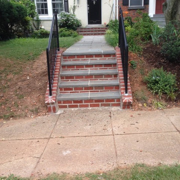 Flagstone Walkway in Walkway in Washington DC with Brick Riser,  Georgetown NW
