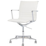 Nuevo Furniture - Nuevo Furniture Antonio Office Chair in White - The sleek, modern Antonio office chair features a low back Naugahyde seat tailored with top stitching and sculpted chrome arms presenting a distinctive executive appeal. With fully adjustable height and recline options, the Antonio has a 5 star castor base for 360 degree swivel.