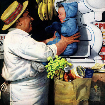 "Babies and Bananas" Painting Print on Canvas by Stevan Dohanos