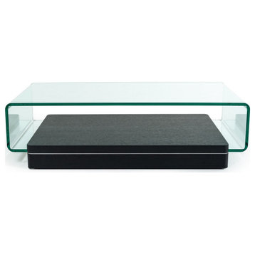 Androcles Modern Glass and Oak Coffee Table
