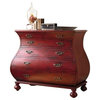 Beaumont Lane Traditional 5-Drawer Wood Bombe Accent Chest in Red