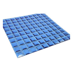Glossy Blue 3D Modern Square Glass Mosaic Tiles - Home Accessories & Decor