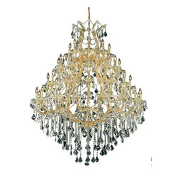 Elegant Lighting - Maria Theresa 49-Light Chandelier, Elegant Cut Clear Crystal, Gold - Chandeliers