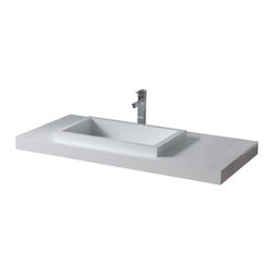ADM Bathroom Design - ADM Rectangular Wall Mounted Sink, White, 39", Glossy White - Bathroom Sinks