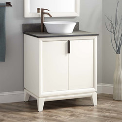 30" TALYN MAHOGANY VESSEL SINK VANITY - WHITE - Bathroom Vanities And Sink Consoles