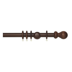 Dark Oak pole, with classic ball finial - Curtain Poles