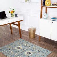 Tabrix Blue and Beige Rug'd Chairmat, 40"x54", .25" Pile Height
