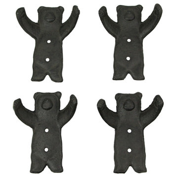Set of 4 Cast Iron Bear Hug Wall Hook Decorative Coat Rack Towel Holder Decor
