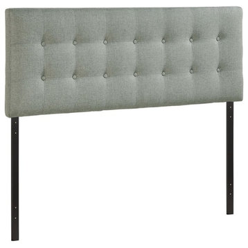 Modway Emily Queen Upholstered Polyester Fabric Headboard in Gray