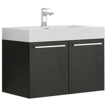 Fresca Vista 30" Black Wall Hung Cabinet With Integrated Sink