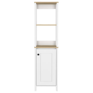 DEPOT E-SHOP New Haven Linen Cabinet, Light Oak/White