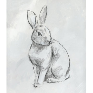 24x28 Rabbit in Grey, Unframed Artwork