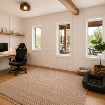 Modern Wood Office with Board and Batten Paneling