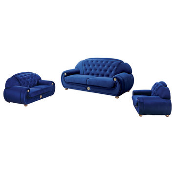 Sofa Set Blue Velour Made in Italy