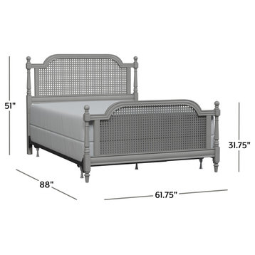 Hillsdale Furniture Melanie Wood and Cane Queen Bed French Gray