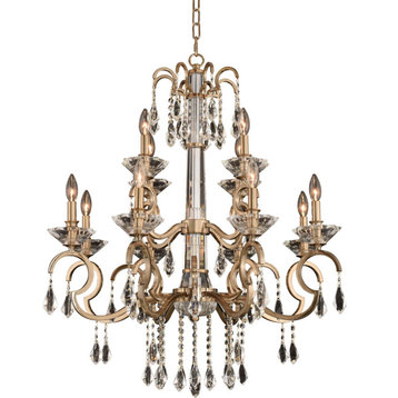 Valencia Chandelier, Brushed Champagne Gold, 12