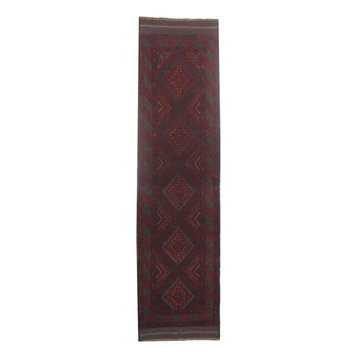 Traditional Rug, Blue, Red, 2'x9', Mashwani, Handmade Wool