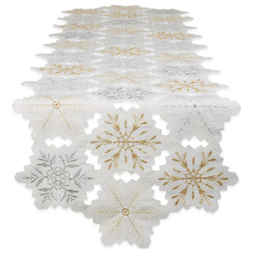 Embroidered Snowflakes Table Runner 14x108