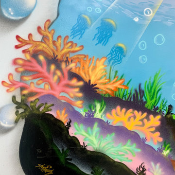 Ocean bottom Custom Spray paint mural