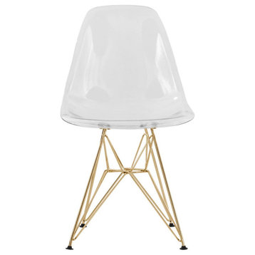 LeisureMod Cresco Molded Eiffel Side Chair With Gold Base