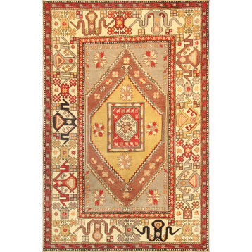 Pasargad Home Vintage Oushak Collection Tan Lamb's Wool Area Rug, 5'7"x8'9"