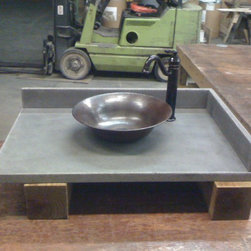 Concrete Vanity Top with Copper Vessel Sink - Vanity Tops And Side Splashes