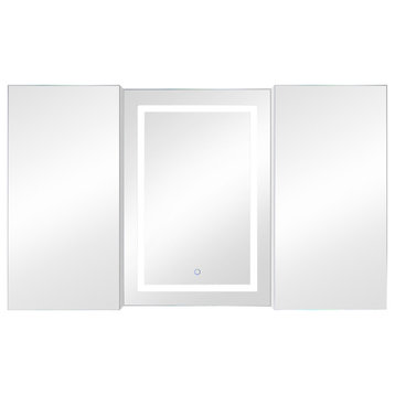 60" LED Lighted Bathroom Mirror With Storage, Single