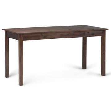Scranton & Co Solid Wood Computer Desk in Distressed Charcoal Brown