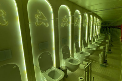 Réalisation d'une salle de bain design avec WC suspendus.