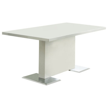 Wood Dining Table with Metal Base, White