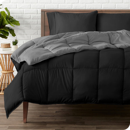 Bare Home Reversible Down Alternative Comforter, Black / Gray, Full/Queen