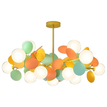 Multicolored Flower-Branch Shaped Chandelier, Multicolored, 15 Balls, Cool Light
