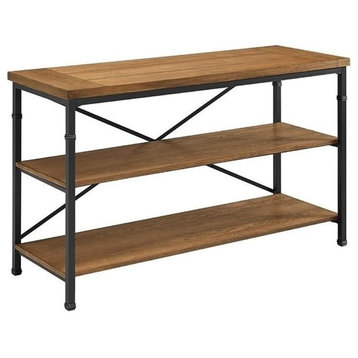 Atlin Designs Metal Open Back Media Stand with Shelves in Brown