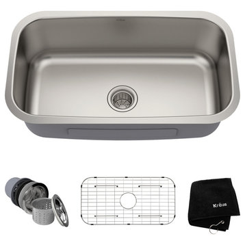 Kraus KBU14 31-1/2" Single Basin 16 Gauge Stainless Steel Kitchen - Stainless