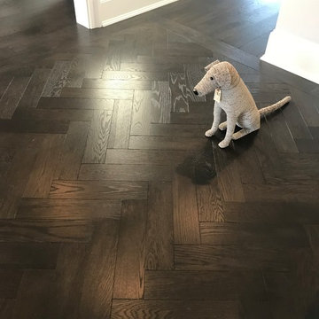 6" Wire Brushed White oak and Herringbone Foyer