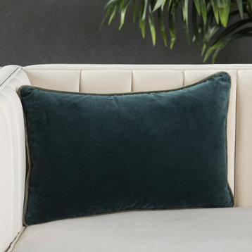 Jaipur Living Lyla Solid Teal/Cream Poly Lumbar Pillow