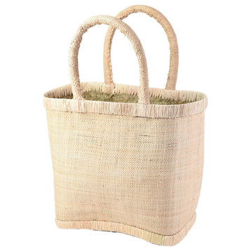 Serene Spaces Living Light Natural Raffia Tote Bag, 11" Long, 5" Wide/ 16" Tall